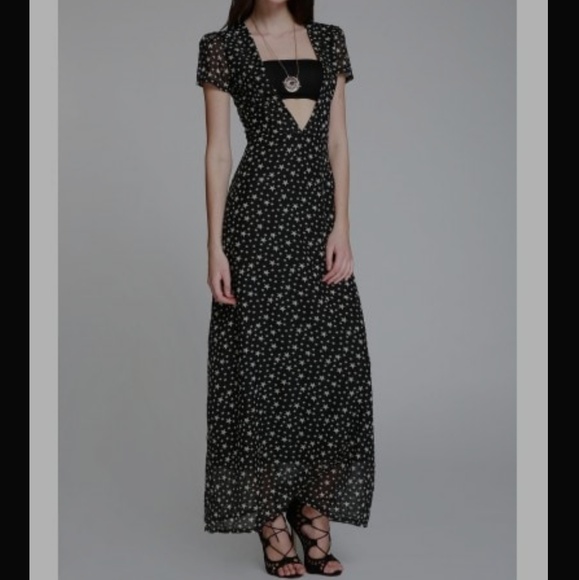 Hanyagediao Dresses & Skirts - Black Maxi Dress Stars low plunge